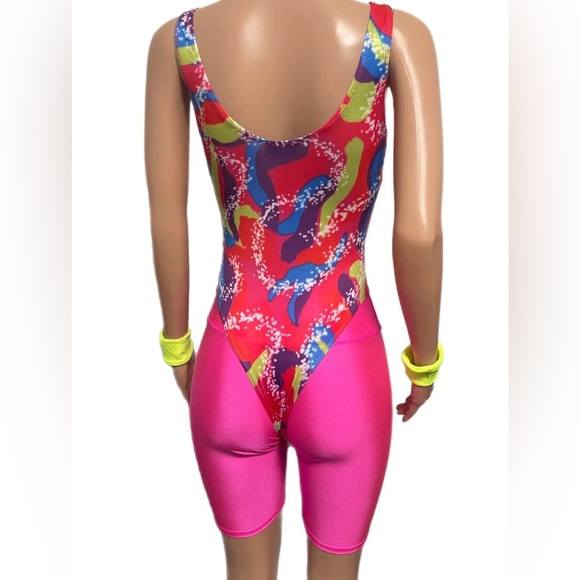 Pink Barbie Skater Movie costume set work-out S New 80's 90's Y2K Party neon V2K - Picture 3 of 3